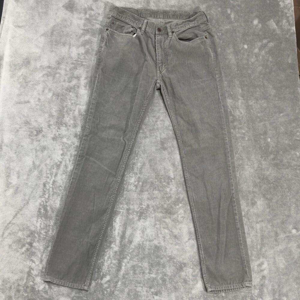 Polo Ralph Lauren Pants Mens 32X32 Gray Corduroy Flat Front Straight Leg Vintage